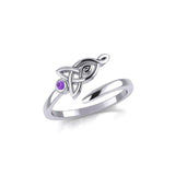 Celtic Motherhood Triquetra or Trinity Knot Silver Ring With Gem TRI2263 - Jewelry