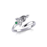 Celtic Motherhood Triquetra or Trinity Knot Silver Ring With Gem TRI2263 - Jewelry