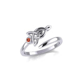 Celtic Motherhood Triquetra or Trinity Knot Silver Ring With Gem TRI2263 - Jewelry