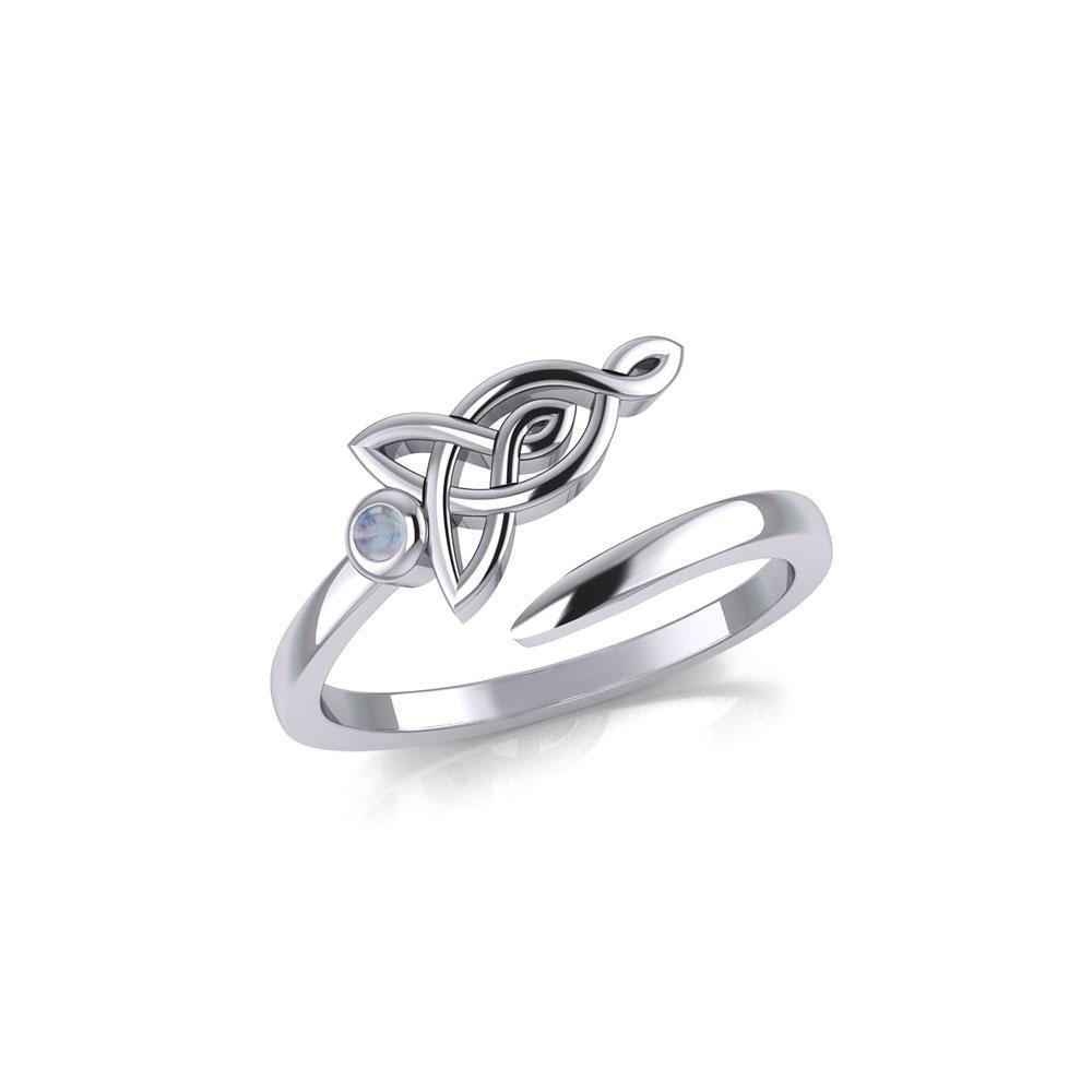 Celtic Motherhood Triquetra or Trinity Knot Silver Ring With Gem TRI2263 - Jewelry