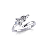 Celtic Motherhood Triquetra or Trinity Knot Silver Ring With Gem TRI2263 - Jewelry