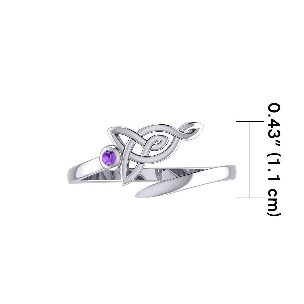 Celtic Motherhood Triquetra or Trinity Knot Silver Ring With Gem TRI2263 - Jewelry