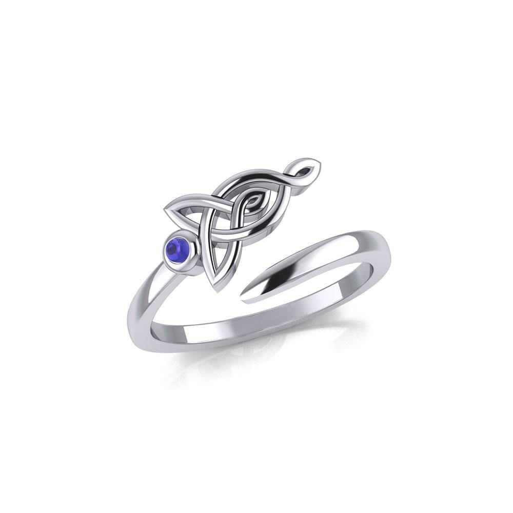 Celtic Motherhood Triquetra or Trinity Knot Silver Ring With Gem TRI2263 - Jewelry