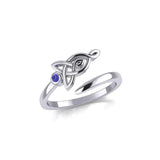 Celtic Motherhood Triquetra or Trinity Knot Silver Ring With Gem TRI2263 - Jewelry
