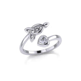Celtic Motherhood Triquetra or Trinity Knot Silver Ring With Heart Gem TRI2264 - Jewelry