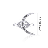 Crescent Moon with Meaningful Bind Runes Ring TRI2267 - Jewelry