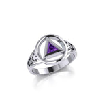 Celtic Recovery Sterling Silver Ring With Gem TRI2271