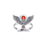 Mythical Phoenix Silver Ring with Enamel TRI2280 - Jewelry