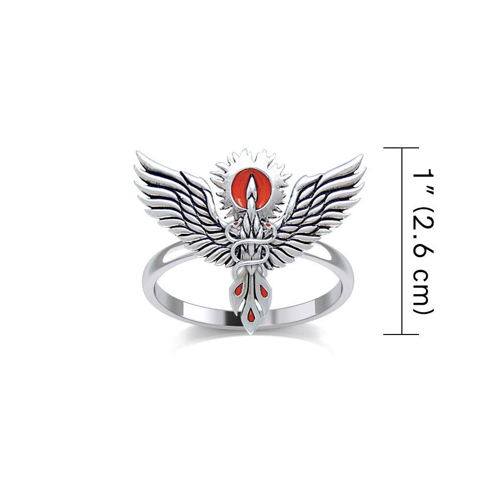 Mythical Phoenix Silver Ring with Enamel TRI2280 - Jewelry