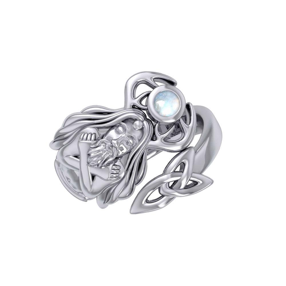 God Cernunnos Silver Ring with Gem TRI2295 - Jewelry