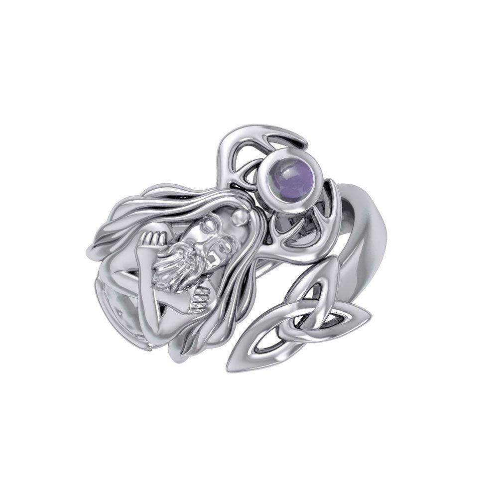 God Cernunnos Silver Ring with Gem TRI2295 - Jewelry