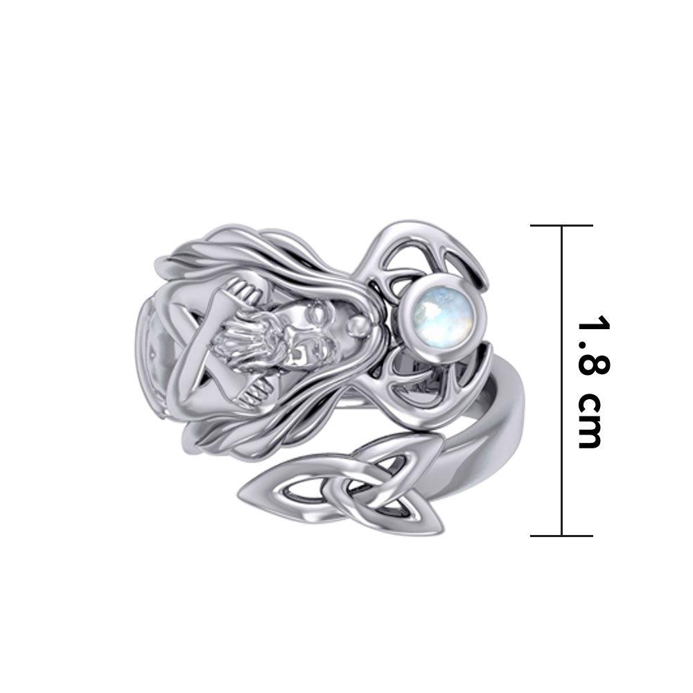 God Cernunnos Silver Ring with Gem TRI2295 - Jewelry