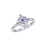 Celtic Four Point Knot Ring With Heart Gemstone TRI2307 - Jewelry