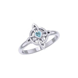 Celtic Four Point Knot Ring With Heart Gemstone TRI2307 - Jewelry