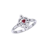 Celtic Four Point Knot Ring With Heart Gemstone TRI2307 - Jewelry