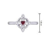 Celtic Four Point Knot Ring With Heart Gemstone TRI2307 - Jewelry