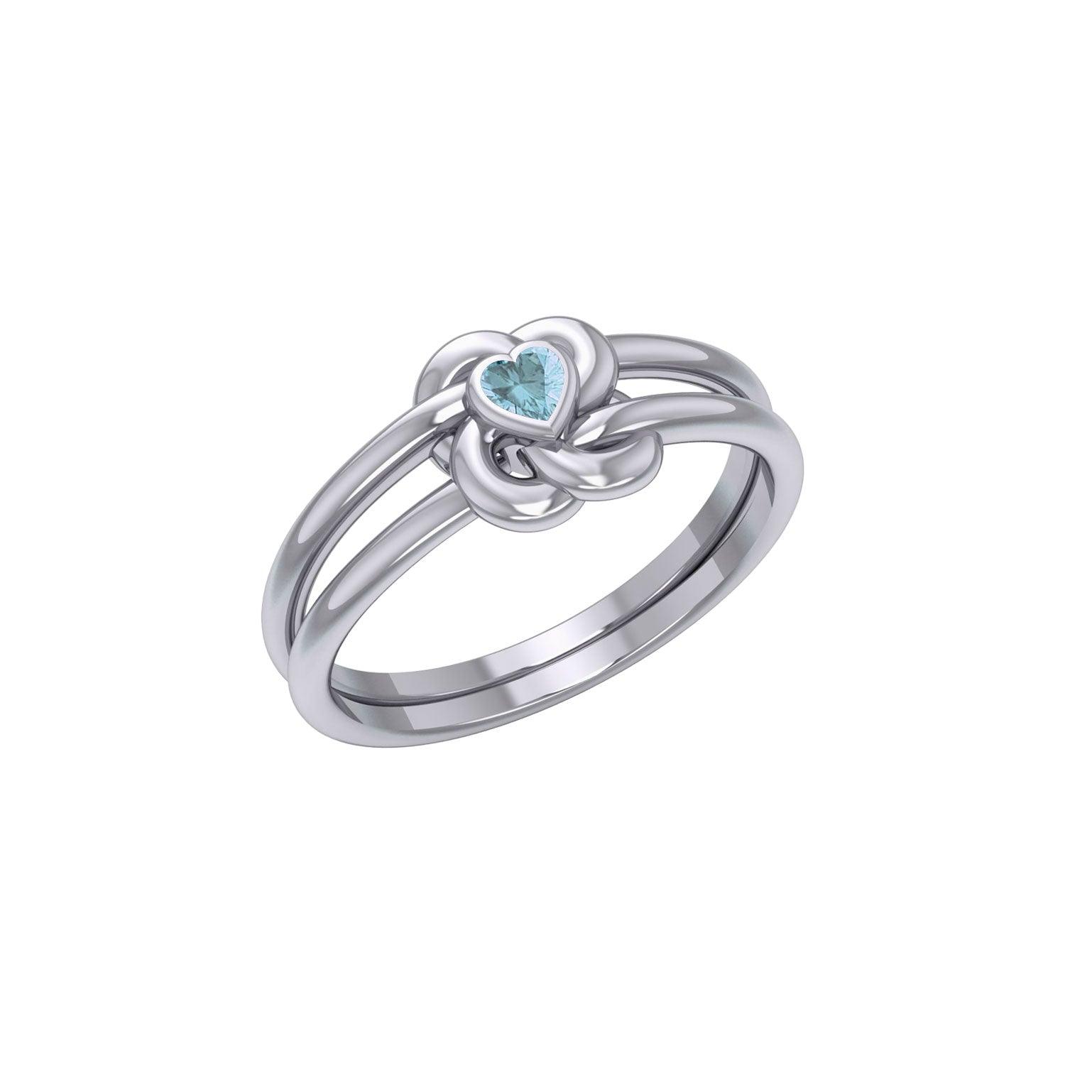 Celtic Knotwork Ring With Heart Gemstone TRI2308 - Jewelry