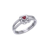 Celtic Knotwork Sterling Silver Ring With Heart Gemstone TRI2308