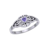 Celtic Knotwork Ring With Heart Gemstone TRI2310 - Jewelry