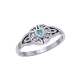 Celtic Knotwork Ring With Heart Gemstone TRI2310 - Jewelry