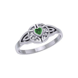 Celtic Knotwork Ring With Heart Gemstone TRI2310 - Jewelry