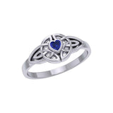 Celtic Knotwork Ring With Heart Gemstone TRI2310 - Jewelry