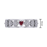 Flower Band Ring With Heart Gemstone TRI2311 - Jewelry