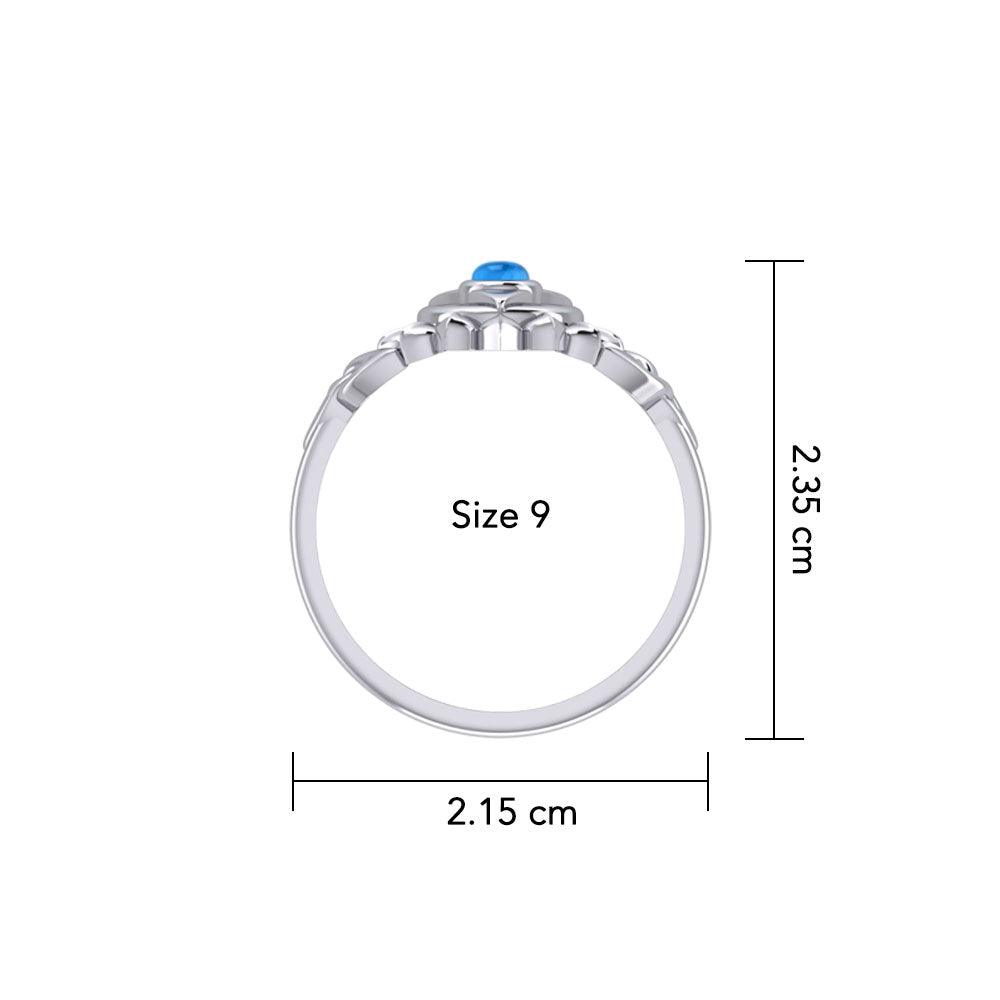 Vishuddha Throat Chakra with Celtic Designs Sterling Silver Ring TRI2339 - Jewelry