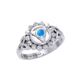 Vishuddha Throat Chakra with Celtic Designs Sterling Silver Ring TRI2339 - Jewelry
