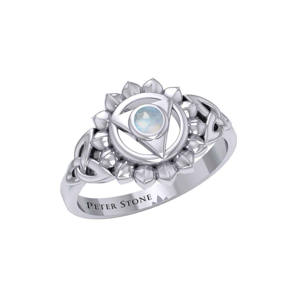 Vishuddha Throat Chakra with Celtic Designs Sterling Silver Ring TRI2339 - Jewelry
