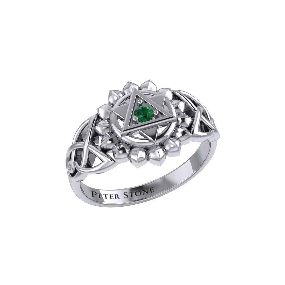 Anahata Heart Chakra with Celtic Designs Sterling Silver Ring TRI2340 - Jewelry