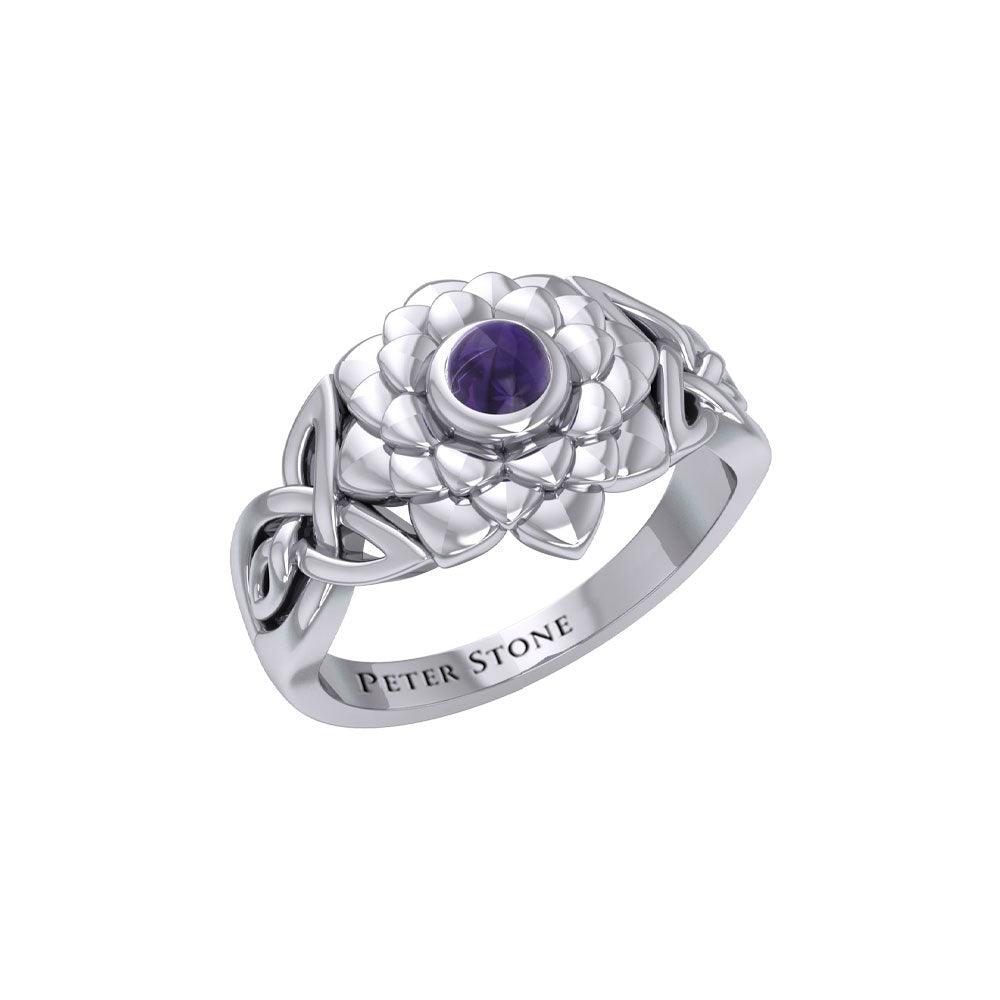 Sahasrara Crown Chakra with Celtic Designs Sterling Silver Ring TRI2352 - Jewelry