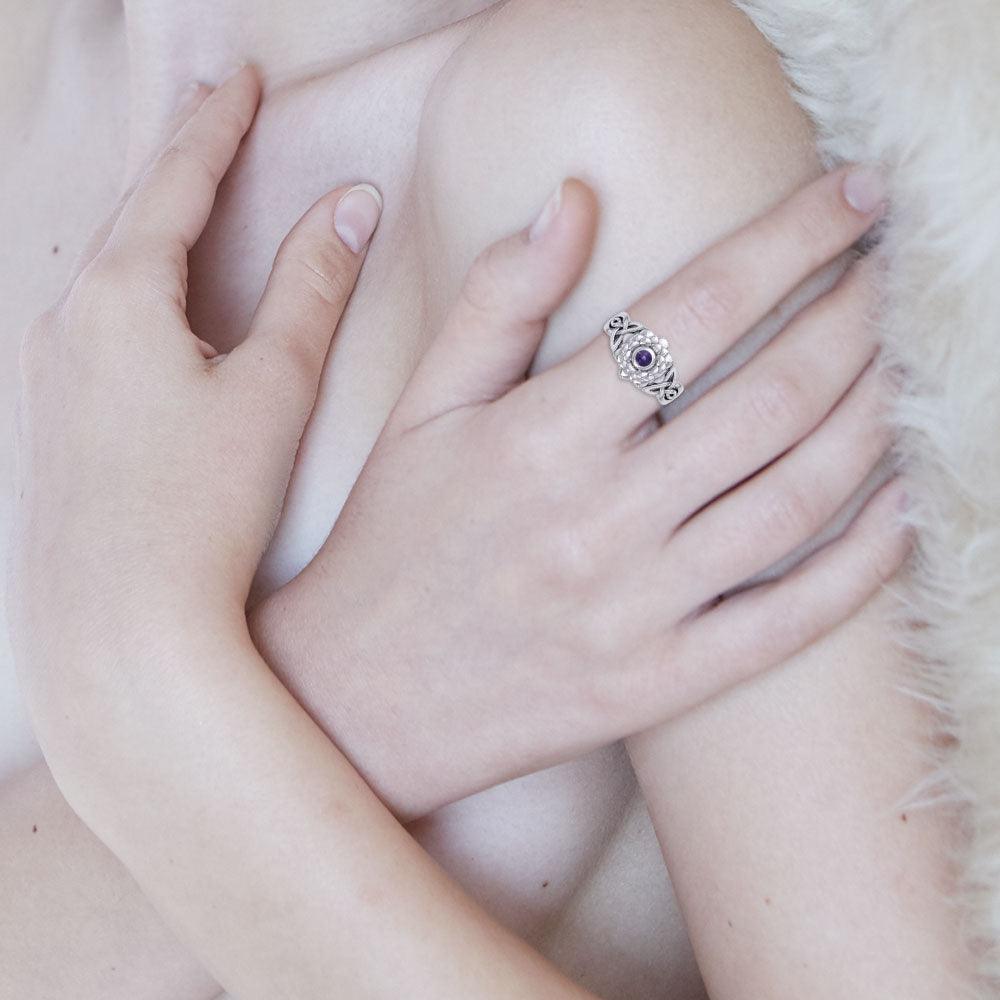 Sahasrara Crown Chakra with Celtic Designs Sterling Silver Ring TRI2352 - Jewelry