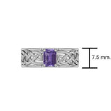 Celtic Knotwork Silver Wedding Ring with Gemstone TRI2361 - Jewelry