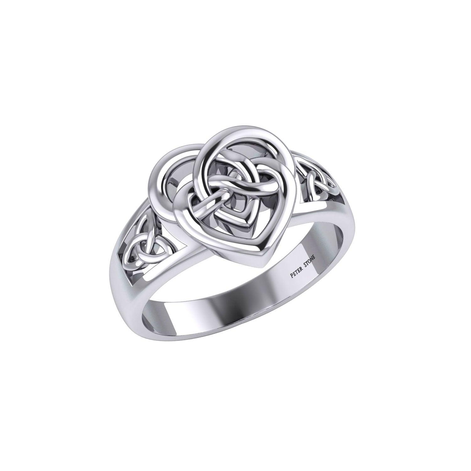 Celtic Knotwork Silver Heart Ring TRI2379 - Jewelry