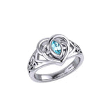 Celtic Knotwork Heart Ring With Gemstone TRI2380 - Jewelry