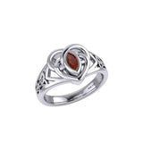 Celtic Knotwork Heart Ring With Gemstone TRI2380 - Jewelry