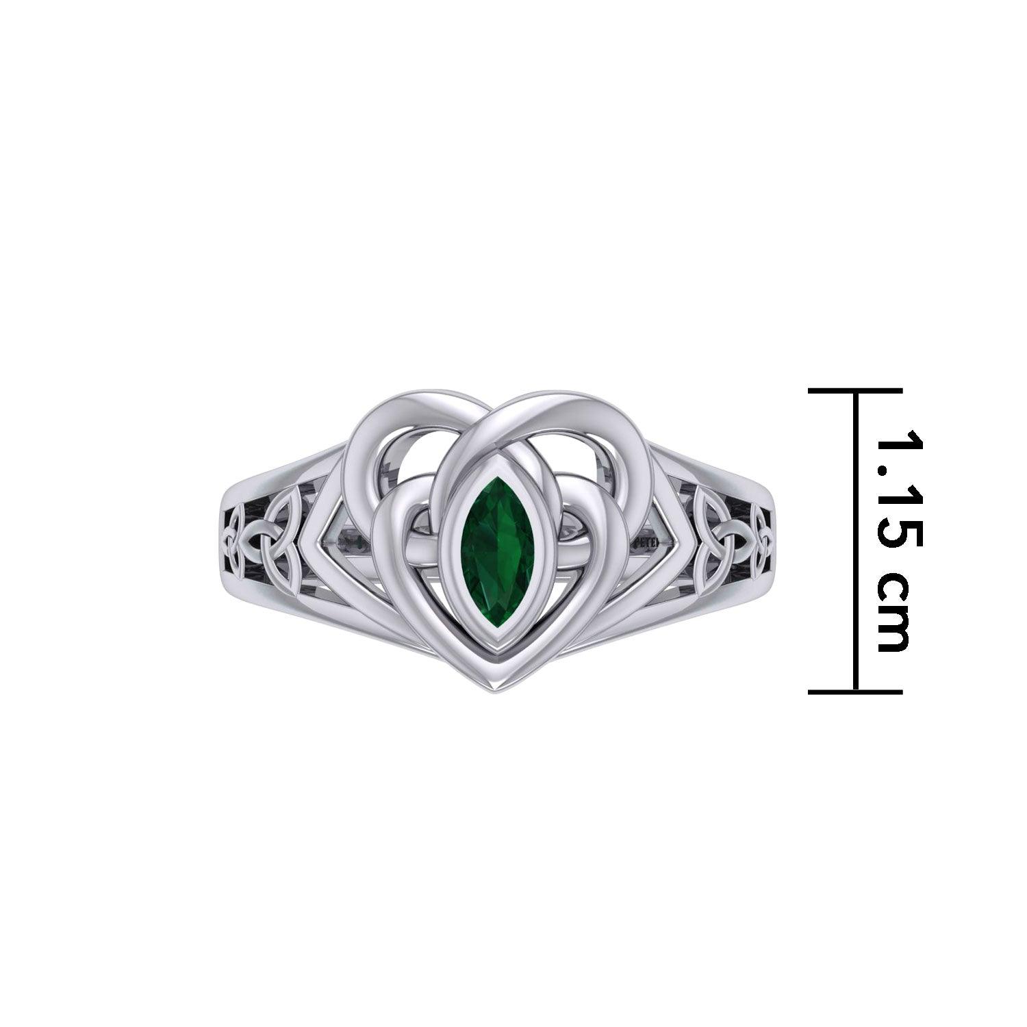 Celtic Knotwork Heart Ring With Gemstone TRI2380 - Jewelry