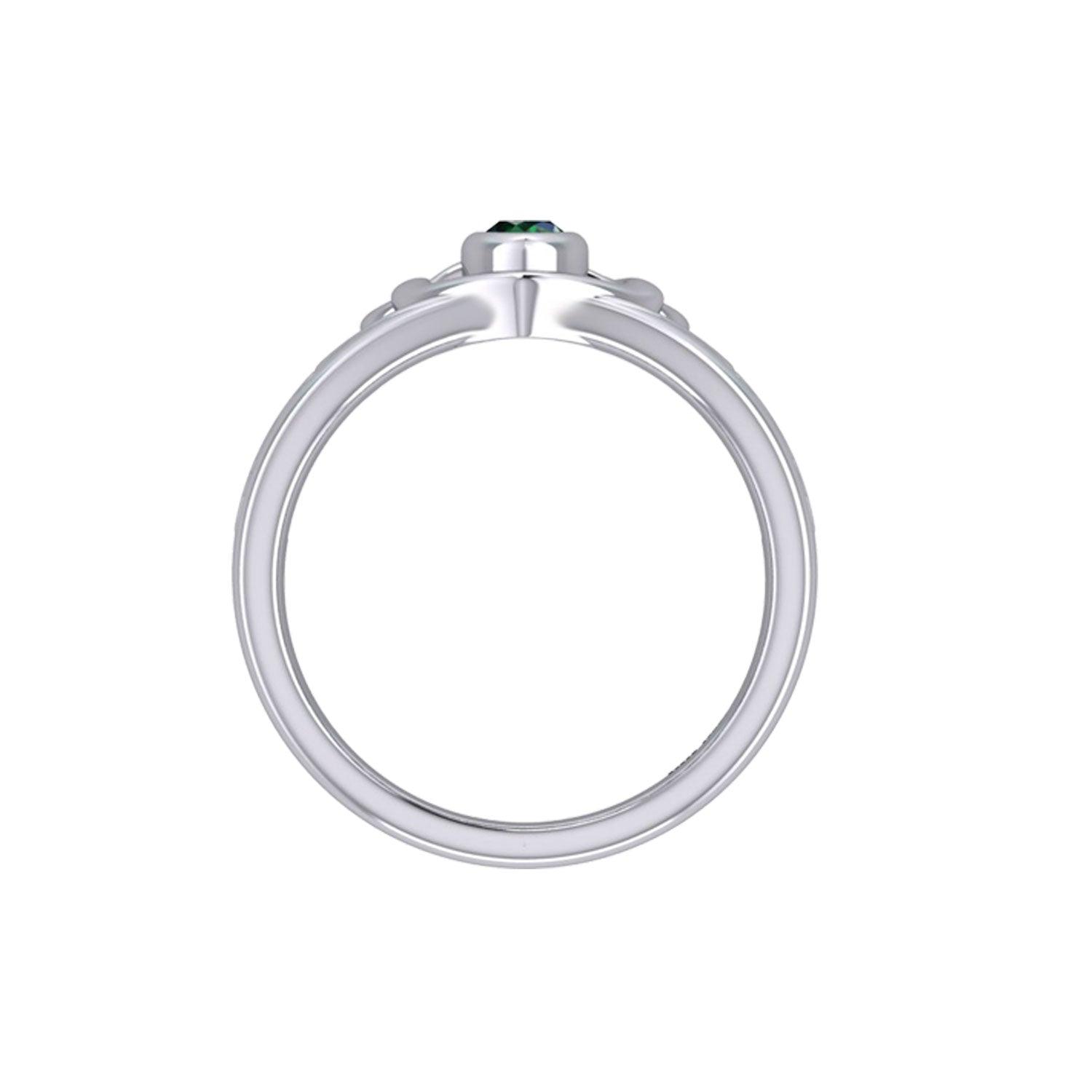 Celtic Knotwork Heart Ring With Gemstone TRI2380 - Jewelry