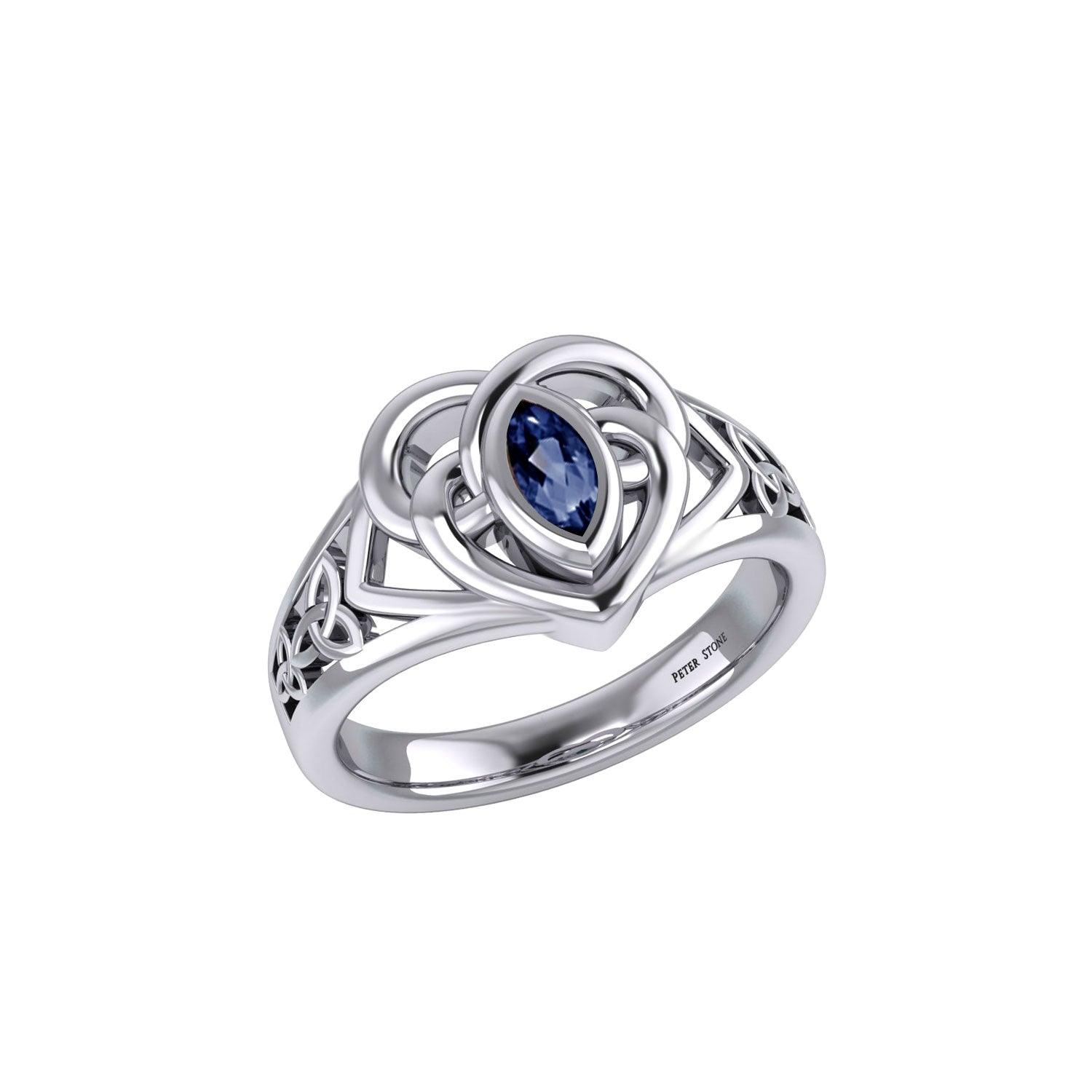 Celtic Knotwork Heart Ring With Gemstone TRI2380 - Jewelry