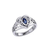 Celtic Knotwork Heart Ring With Gemstone TRI2380 - Jewelry