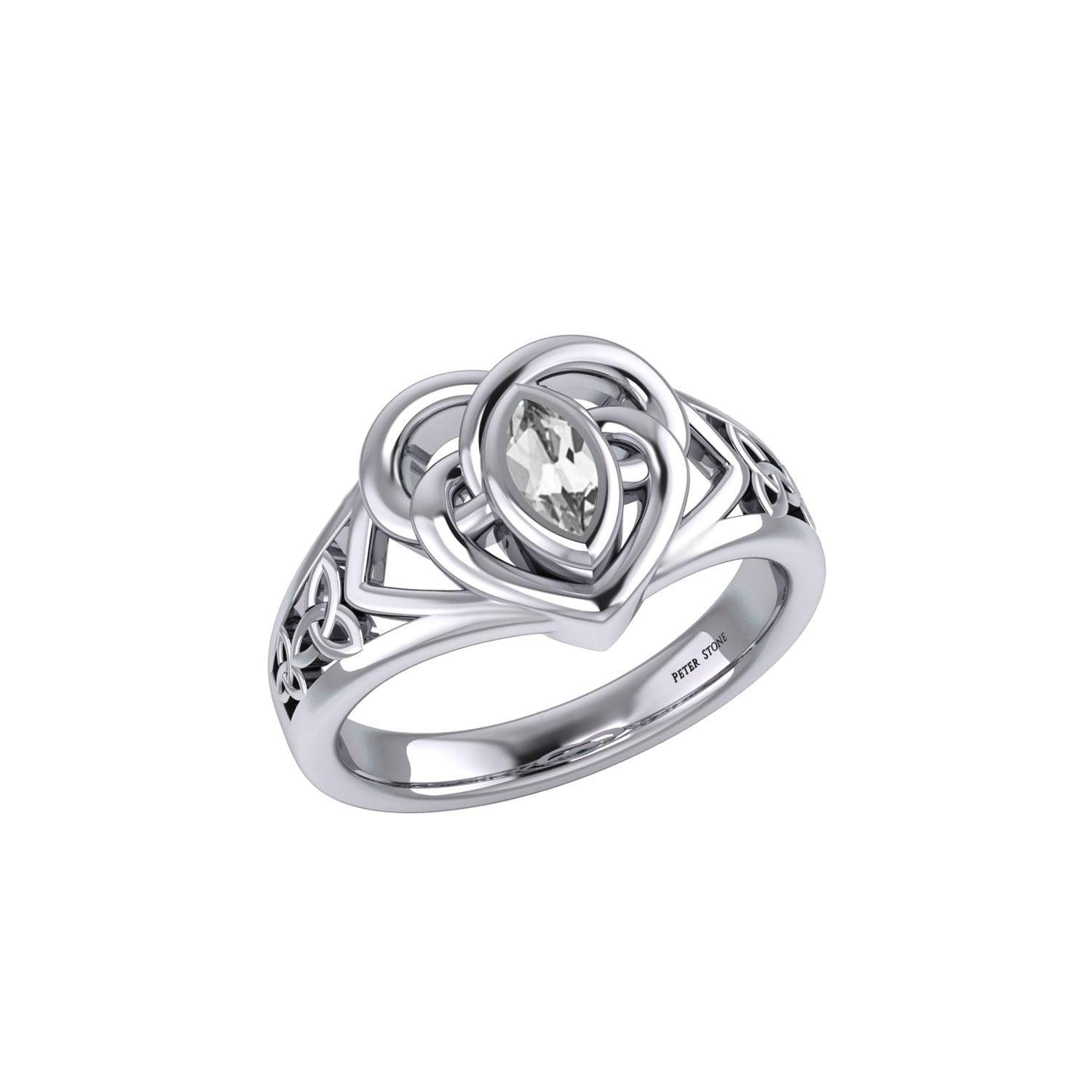 Celtic Knotwork Heart Ring With Gemstone TRI2380 - Jewelry