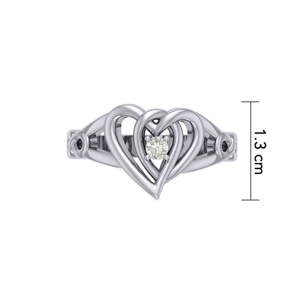 Celtic Double Heart With Gemstone Ring TRI2393 - Jewelry