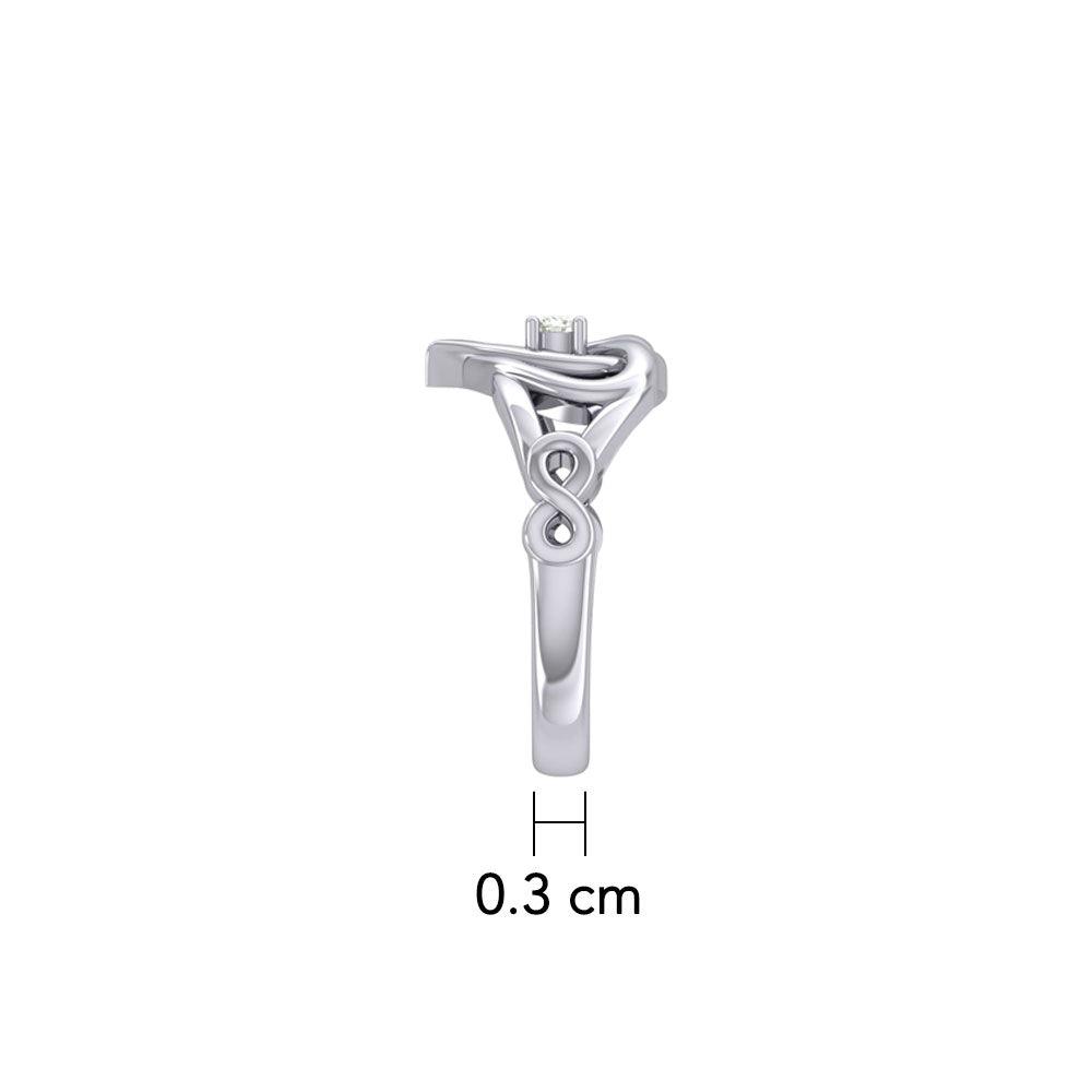 Celtic Double Heart With Gemstone Ring TRI2393 - Jewelry