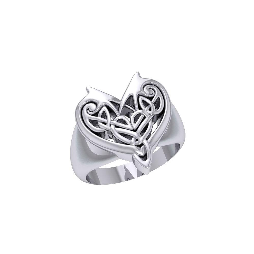 Joyous Heart Celtic Sterling Silver Ring TRI240 - Jewelry