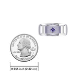 The Modern Silver Band Ring with Square Gemstone NA Symbol TRI2437-ENGRAVE - Jewelry