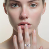 The Modern Silver Band Ring with Square Gemstone NA Symbol TRI2437-ENGRAVE - Jewelry