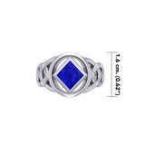 The Large Celtic Silver Ring with the NA Recovery Symbol Inlay Stone TRI2439 - Jewelry