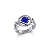 The Small Celtic Silver Ring with the NA Recovery Symbol Inlay Stone TRI2440 - Jewelry