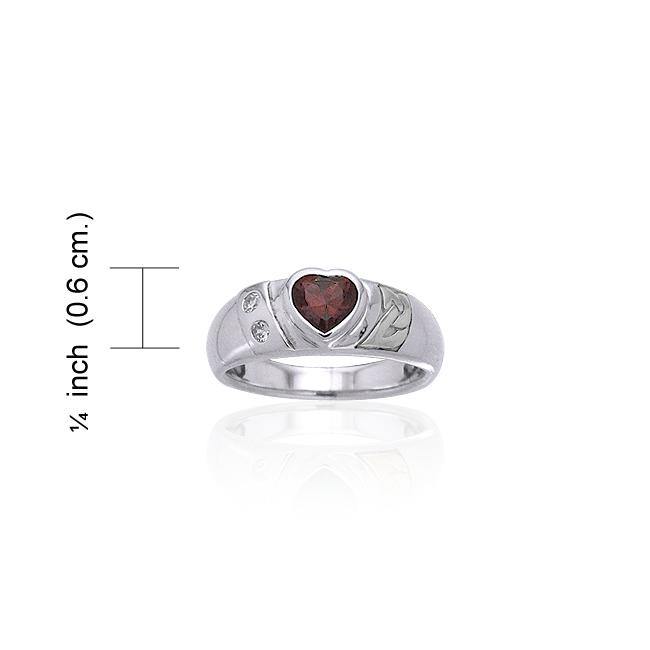 Celtic Silver Ring with Heart Gemstone TRI357 - Jewelry